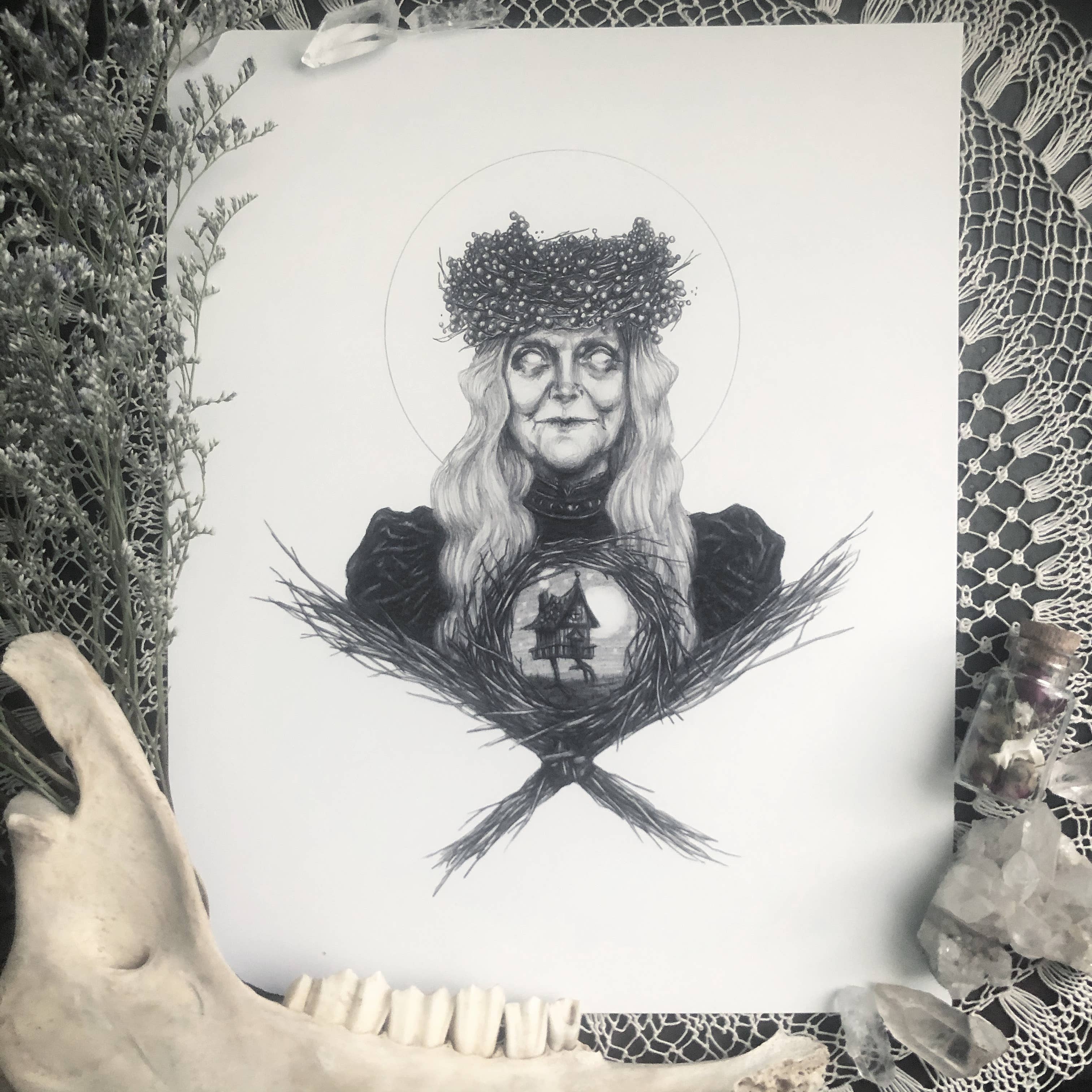 Baba Yaga Fine Art Print - Russian Folklore
